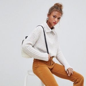 NWT Pull&Bear Zip Front Popcorn Sweater